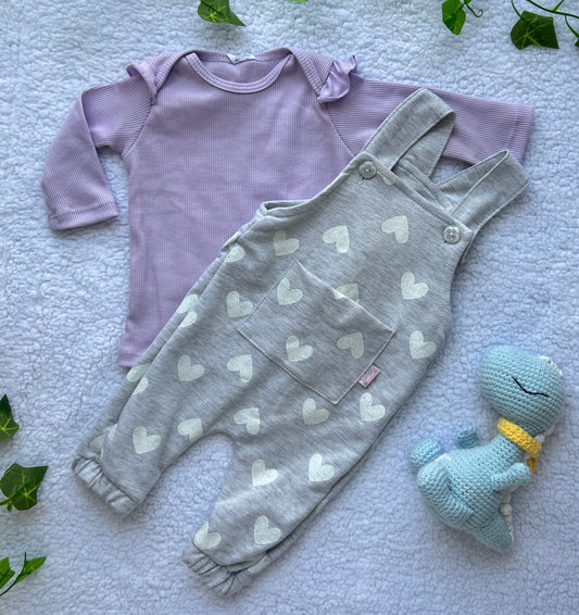 Overol de Corazones Gris con Lila