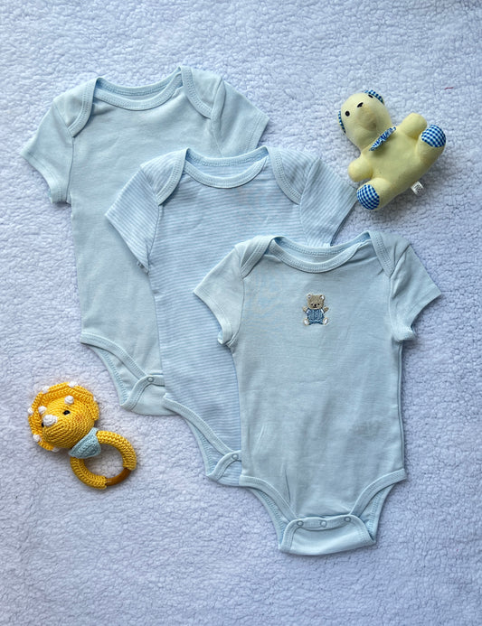 Set x 3 Bodys Osos Azul Pastel