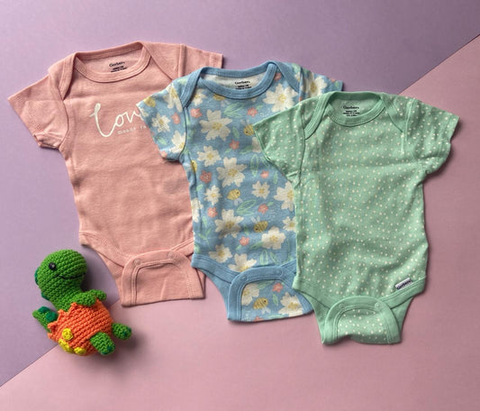 Set x 3 Bodys Gerber Verde, Azul y Rosado