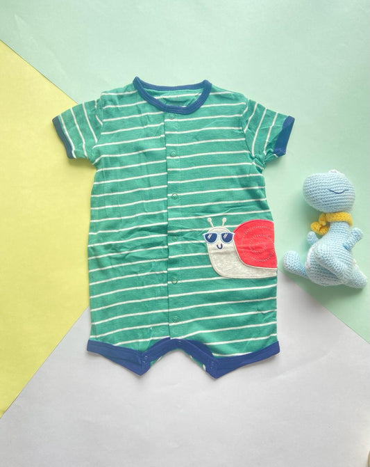 Romper Verde de Rayas Caracol