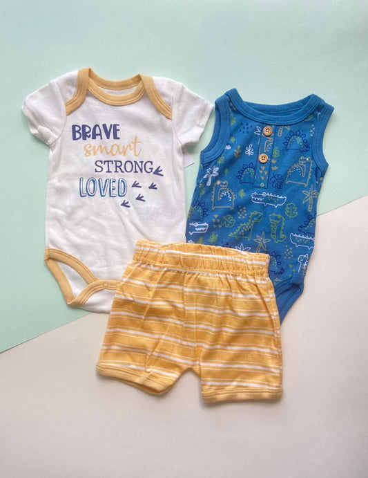 Conjunto de  3 Piezas Amarillo con Azul