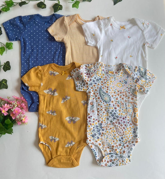 Set x 5 Body Amarillo y Azul Carter´s