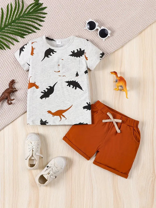 Conjunto Dino Gris con Naranja