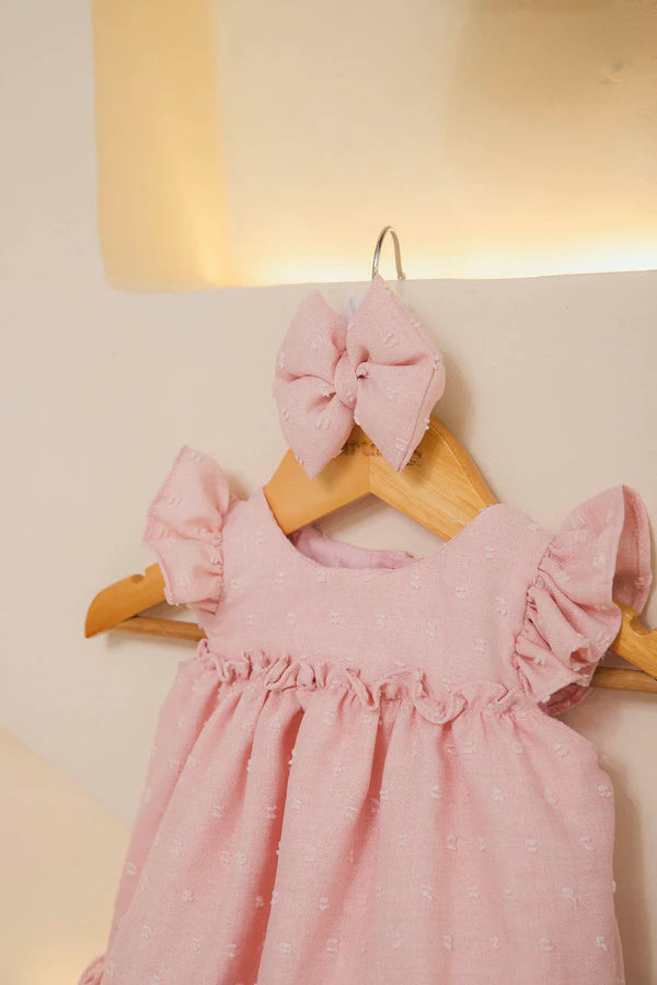 Vestido Rosado Con Short y Diadema Para Bebé Niña