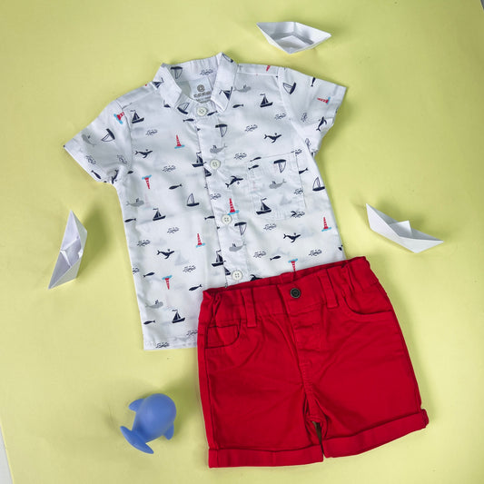 Conjunto Blanco con Rojo de Barco