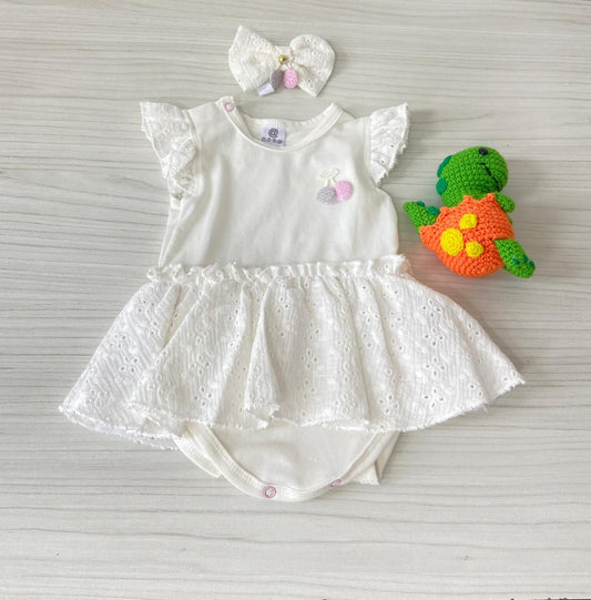 Vestido Blanco de Cereza con Diadema