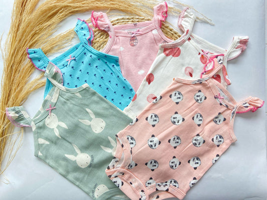 Set x5 Bodys De Tiritas Variedad De Colores Para Bebé Niña