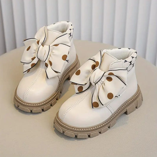 Botas Suela Dura Con Moño Para Niña