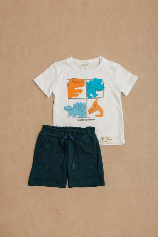 Conjunto Dino Blanco con Verde