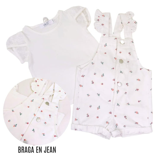 Braga Blanca con Flores y Camisa