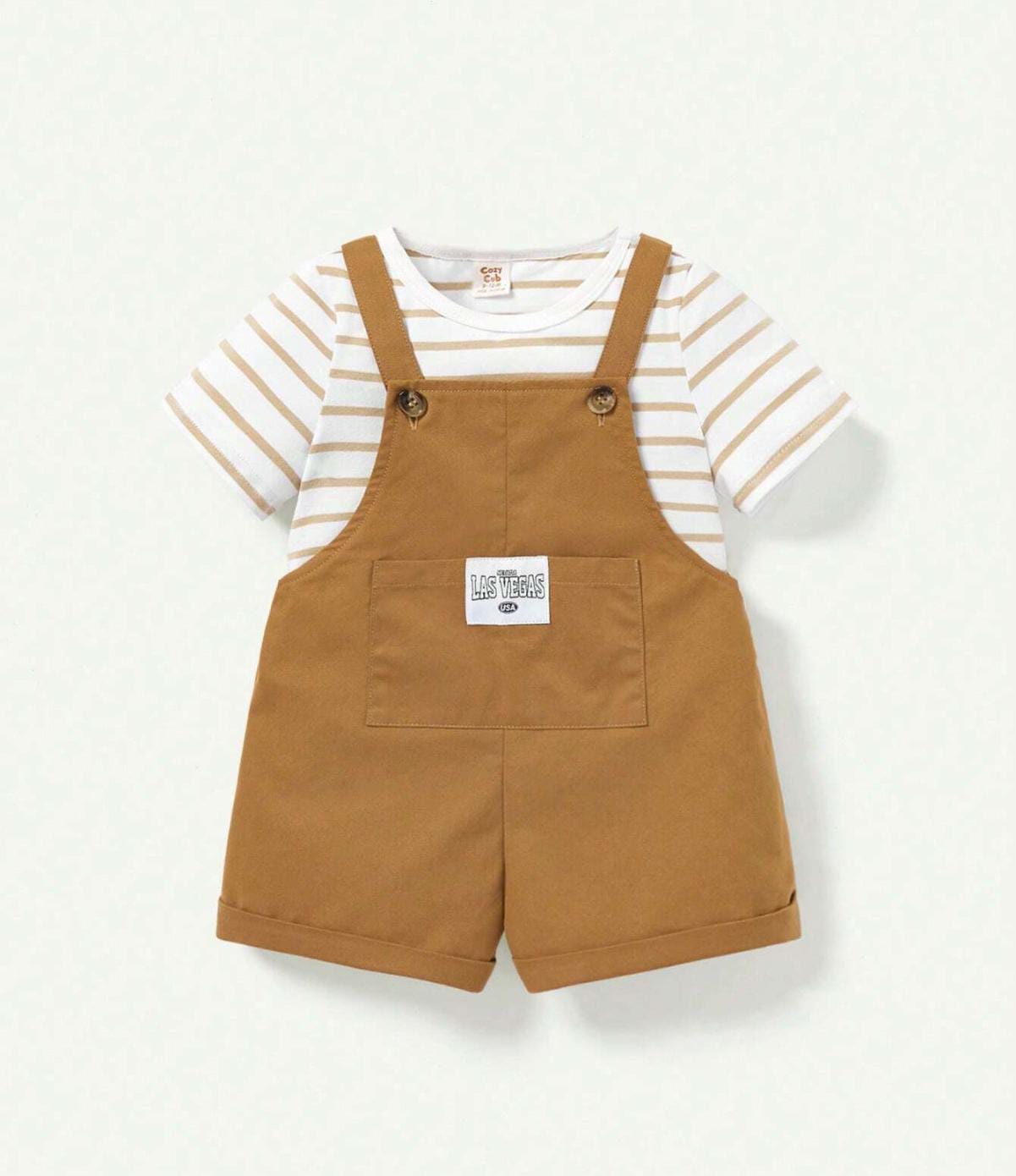 Braga Café con Camisa de Rayas Para Bebé