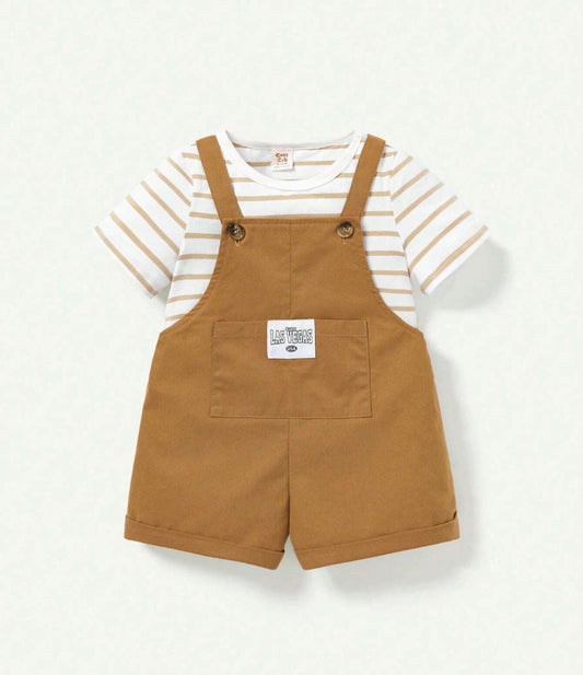 Braga Café con Camisa de Rayas Para Bebé