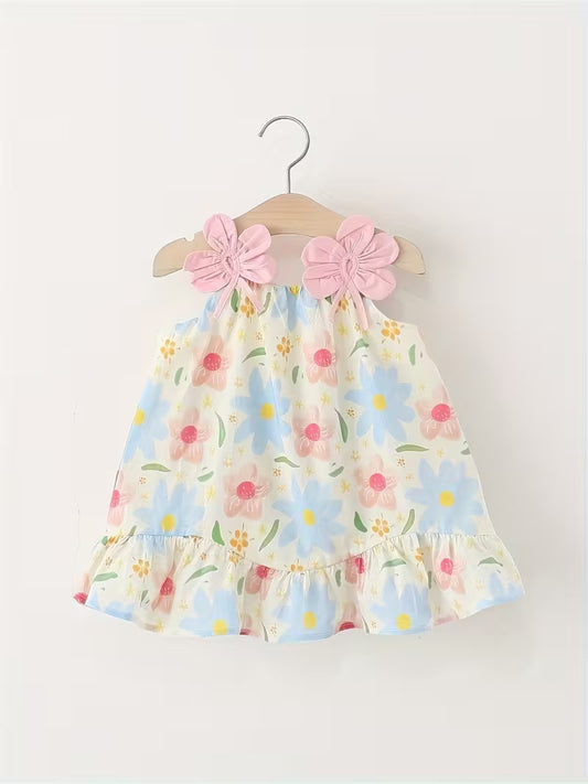 Vestido Floral Rosado Para Bebé Niña