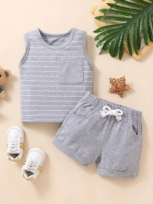 Conjunto Fresco Gris en Rayas