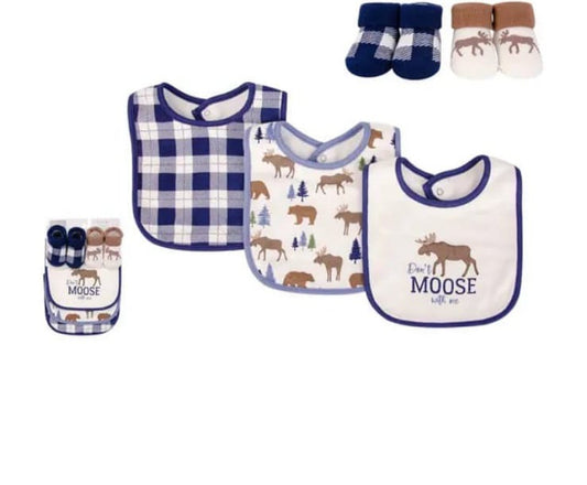 Set de Medias y Baberos en Algodón Para Bebé