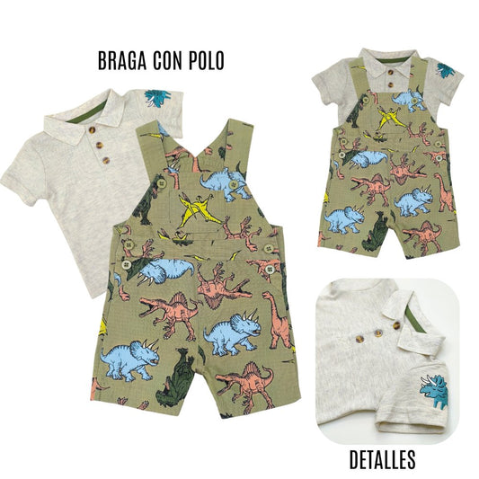 Braga Dino con Polo Gris con Verde