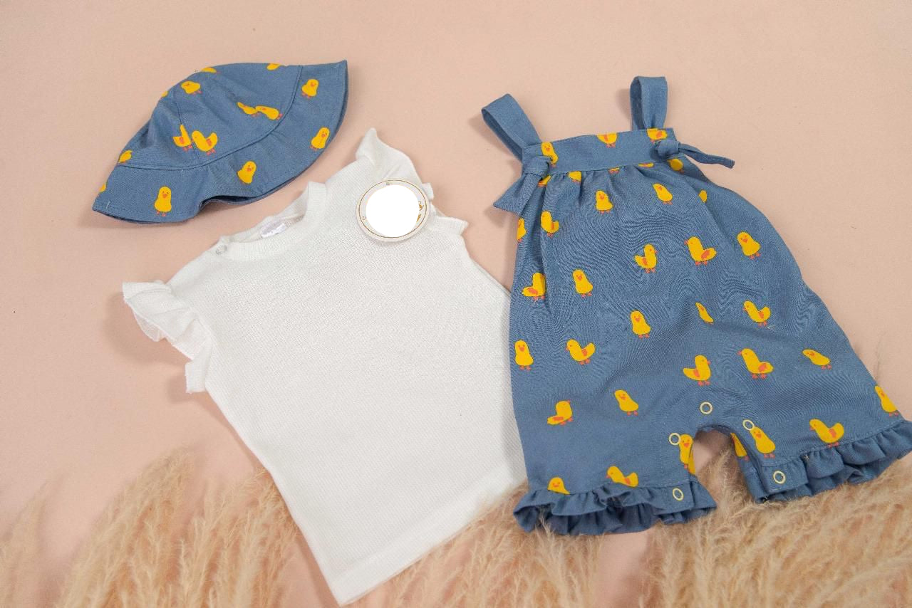 Braga Pollito, Camisa, Braga y Sombrero Para Bebé Niña
