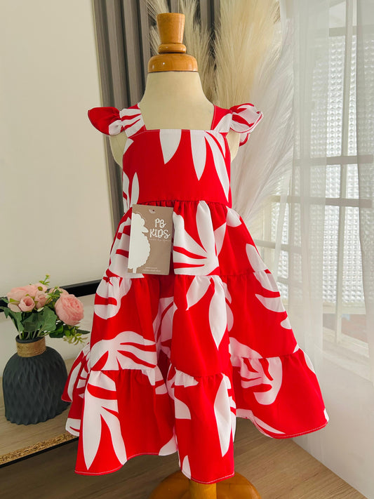 Vestido Rojo con Detalles en las Mangas
