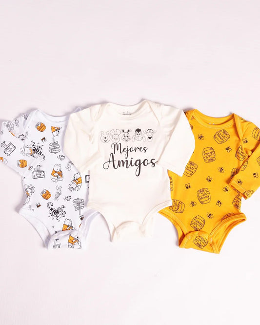 Set x 3 bodys de winnie Manga Larga