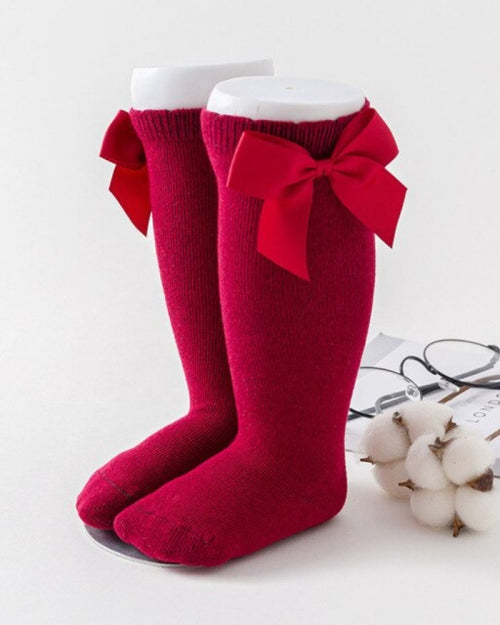 Medias Españolas | Rojo Vinotinto Para Bebé Niña